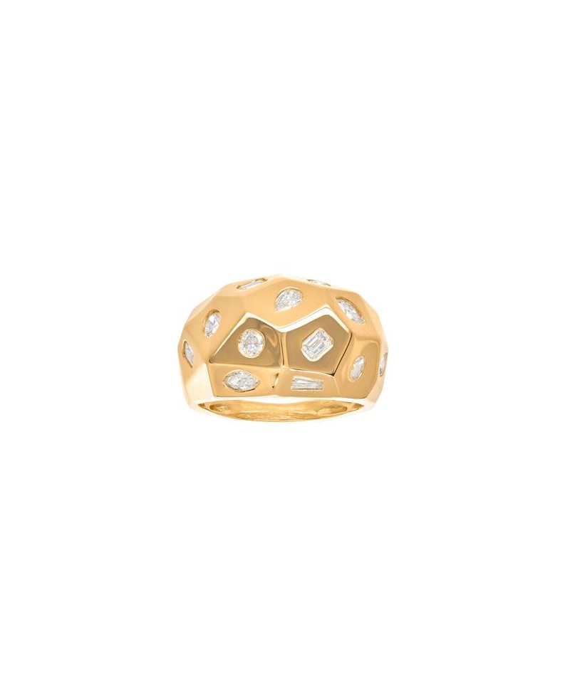 Bague facettée diamants multi taille