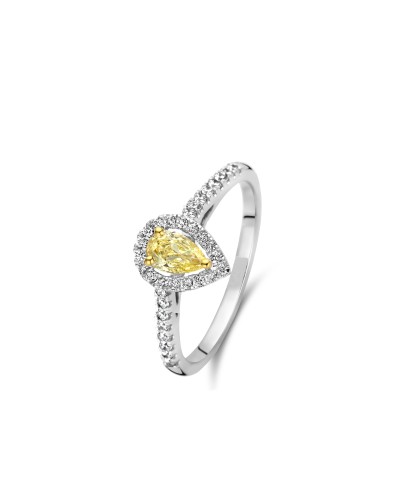 Bague diamants jaune poire