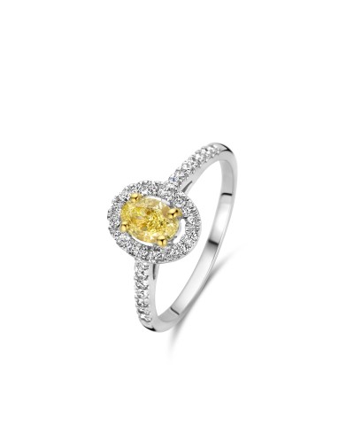 Bague Diamant jaune taille oval