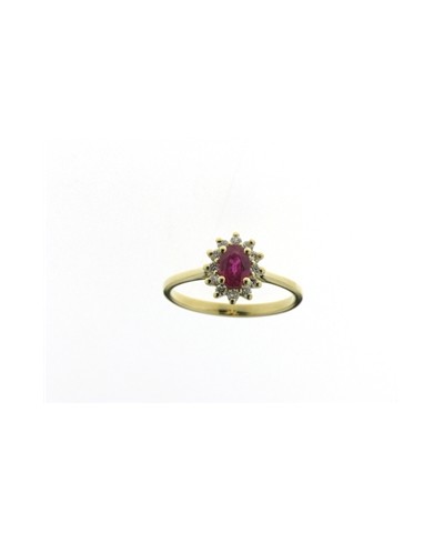 Bague entourage rubis et diamants