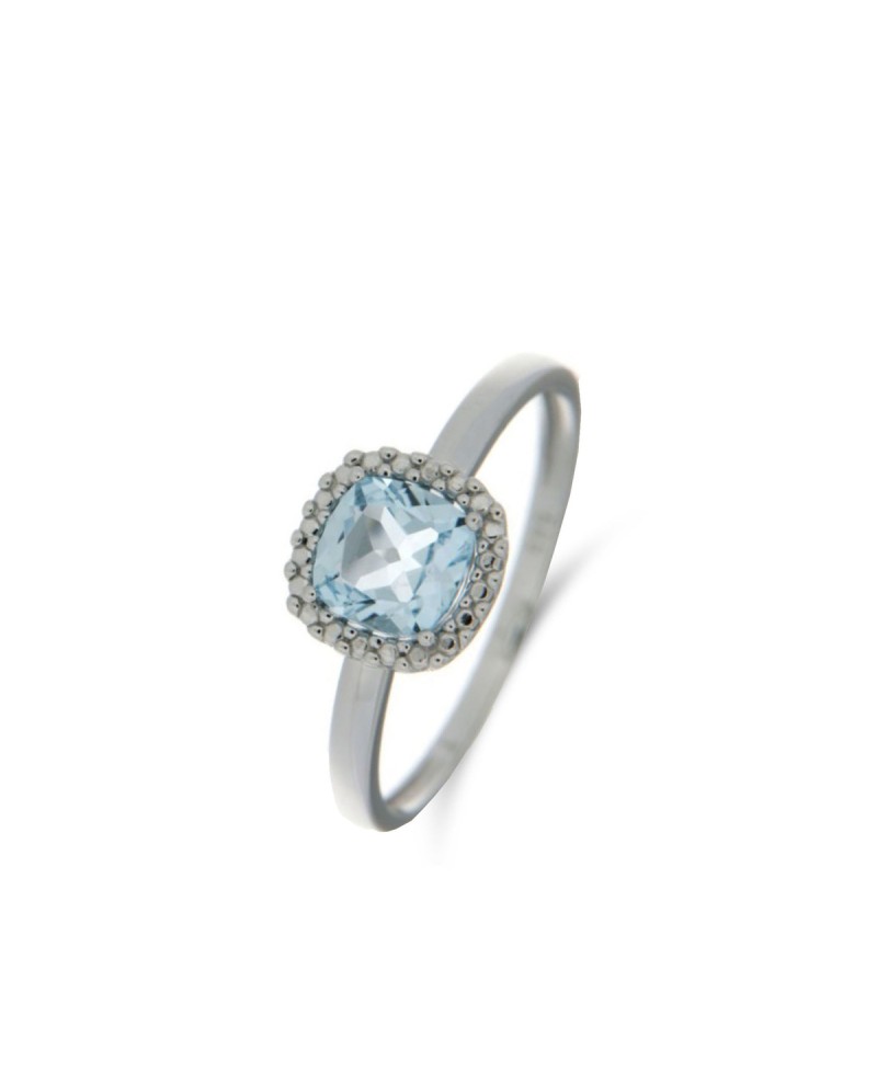 Bague taille coussin topaze blue sky