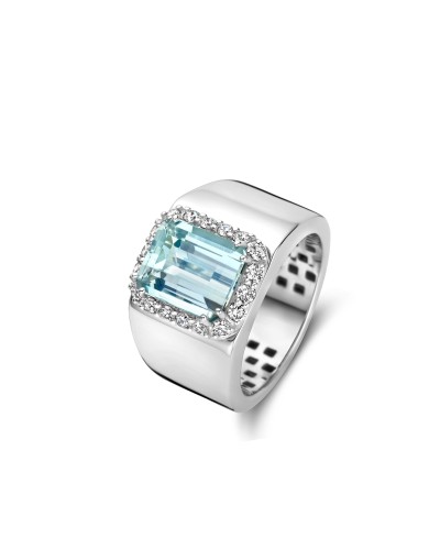 Bague entourage Aigue-Marine