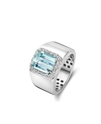 Bague entourage Aigue-Marine