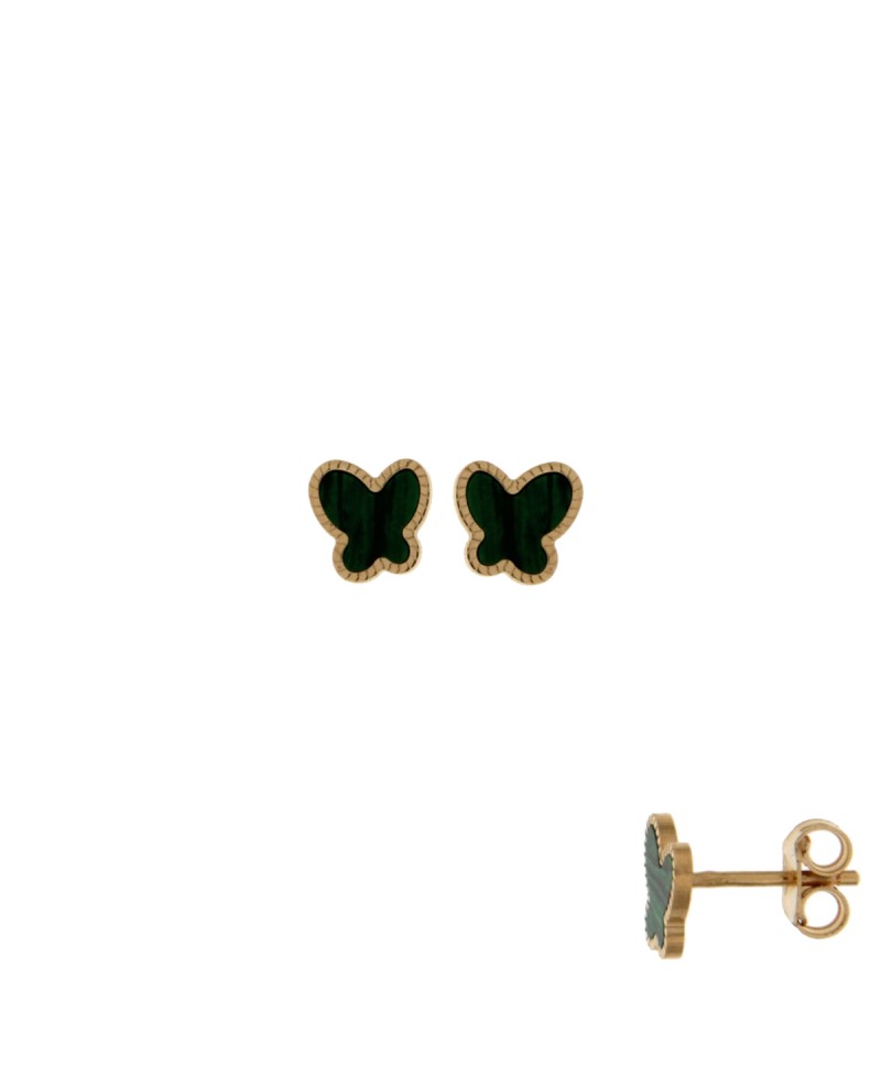 Boucles d'oreilles Malachite papillon