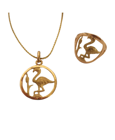 Pendentif Flamant Rose Cerclé