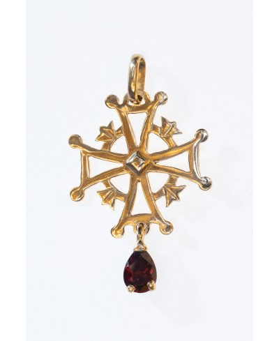 Croix huguenote grenat