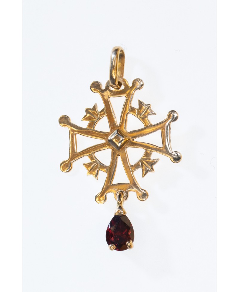Croix huguenote grenat