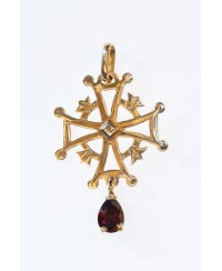 Croix huguenote grenat