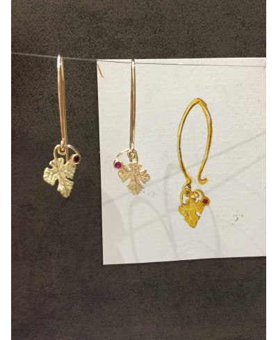 Boucles d'oreilles longues feuilles de vigne