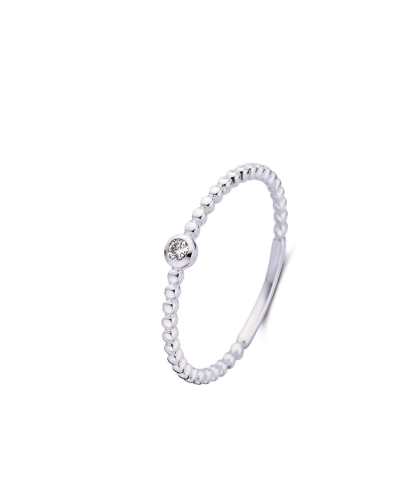 Solitaire perlé or blanc