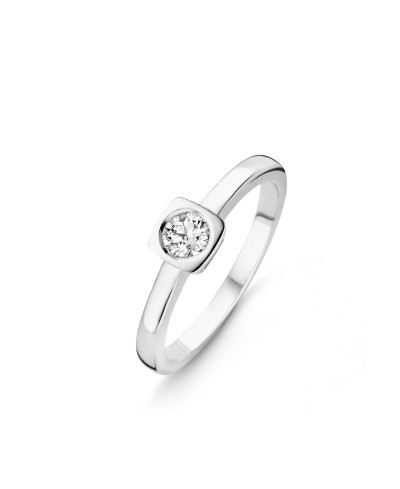 Solitaire serti cube or blanc