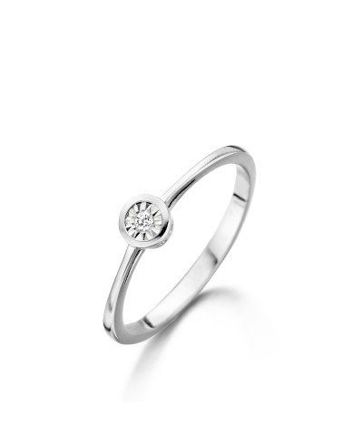 Solitaire serti illusion or blanc