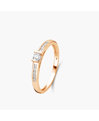 Solitaire accompagné serti barrette. Diamants FVS