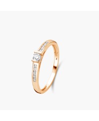 Solitaire accompagné serti barrette. Diamants FVS