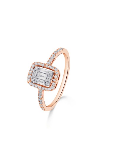 Bague entourage diamants taille baguette