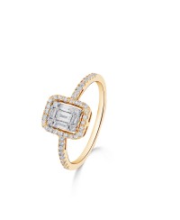 Bague entourage diamants taille baguette