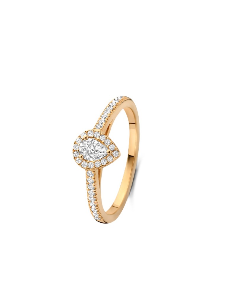 Bague entourage diamants taille poire