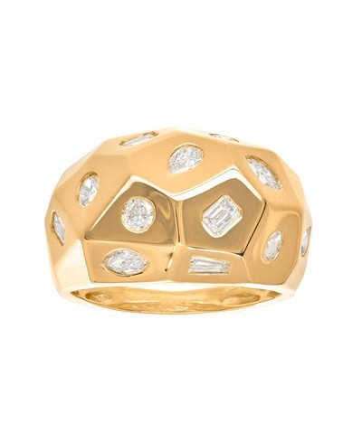 Bague facettée, diamants multi tailles 1,06ct