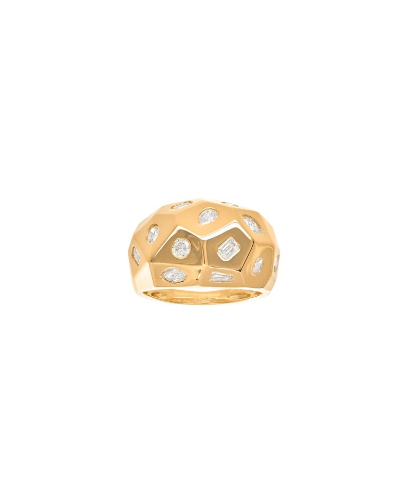 Bague facettée, diamants multi tailles 1,06ct
