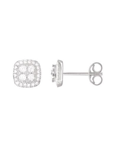 Boucles d'oreilles puces carrées diamants