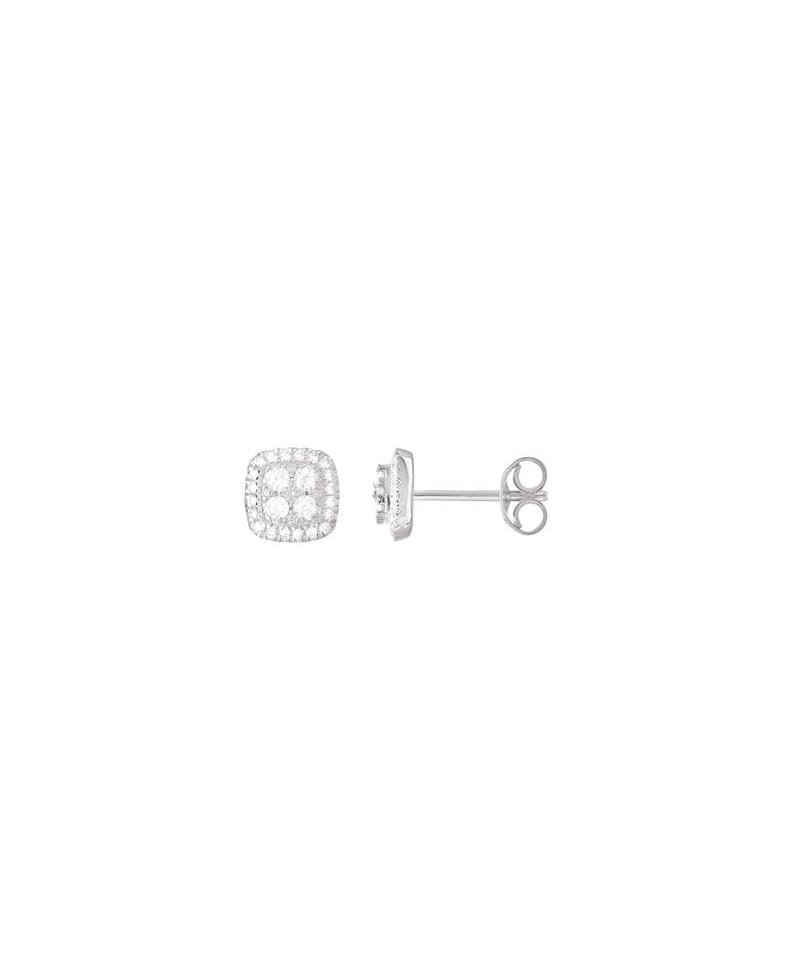 Boucles d'oreilles puces carrées diamants