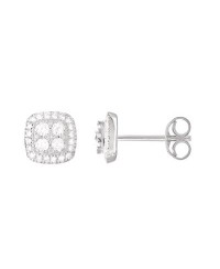 Boucles d'oreilles puces carrées diamants